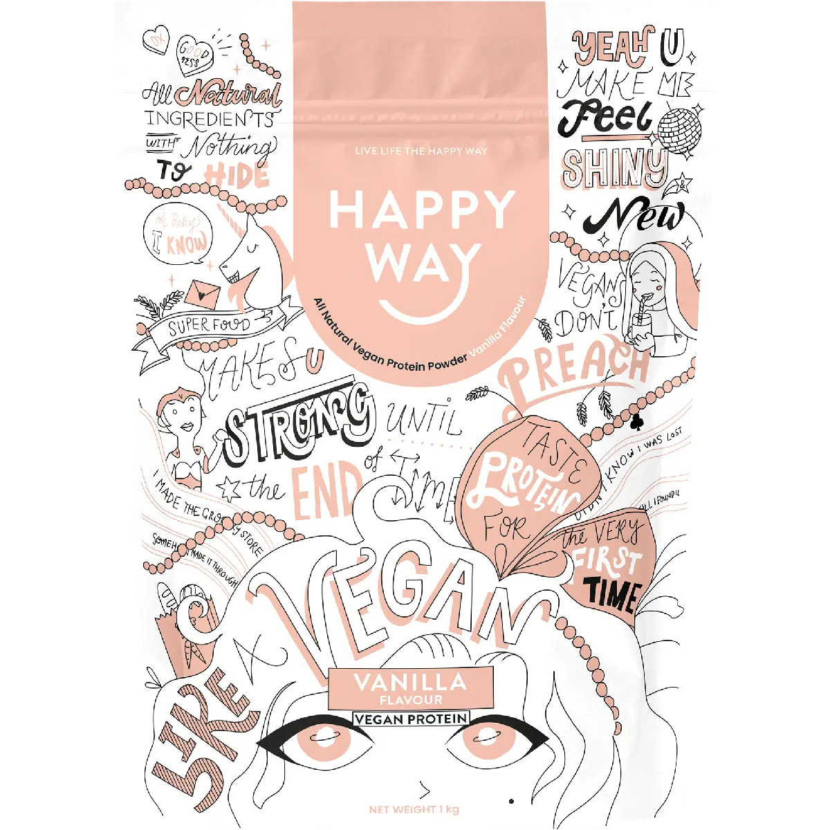 Happy Way Vegan Protein Powder Vanilla — official UHP product image 2