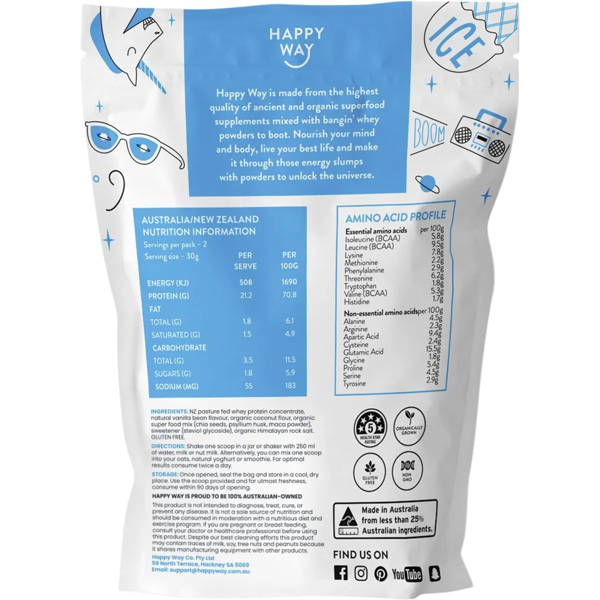 (CLEARANCE!) Happy Way Whey Protein Powder Vanilla 60g X 2