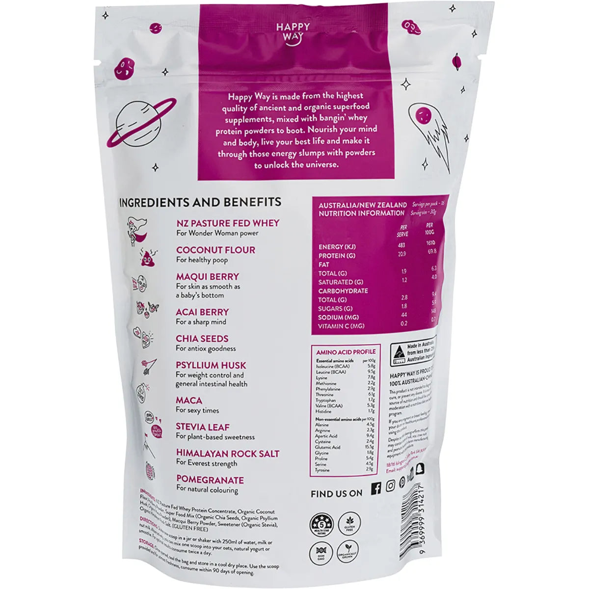 Happy Way Whey Protein Powder Berry