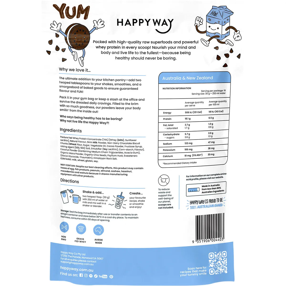 Happy Way Whey Protein Powder Cookies & Cream 500g