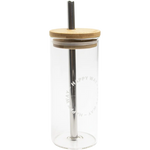 Happy Way Glass Tumbler With Stainless Steel Straw 580ml — front pack image (UHP)