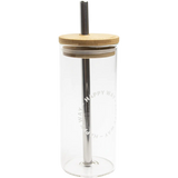 Happy Way Glass Tumbler With Stainless Steel Straw 580ml — front pack image (UHP)