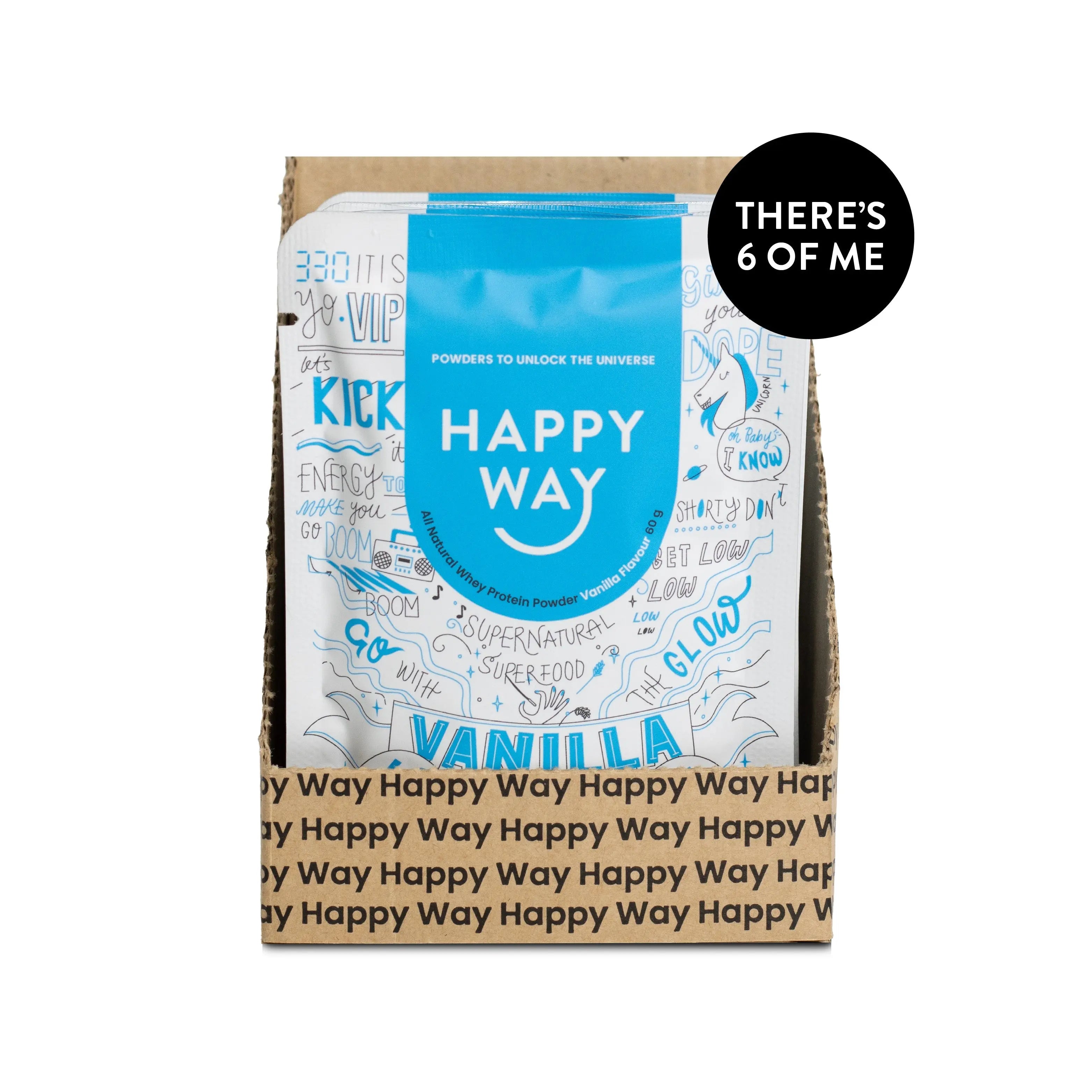Happy Way Whey Protein Powder Vanilla – 6 x 60g