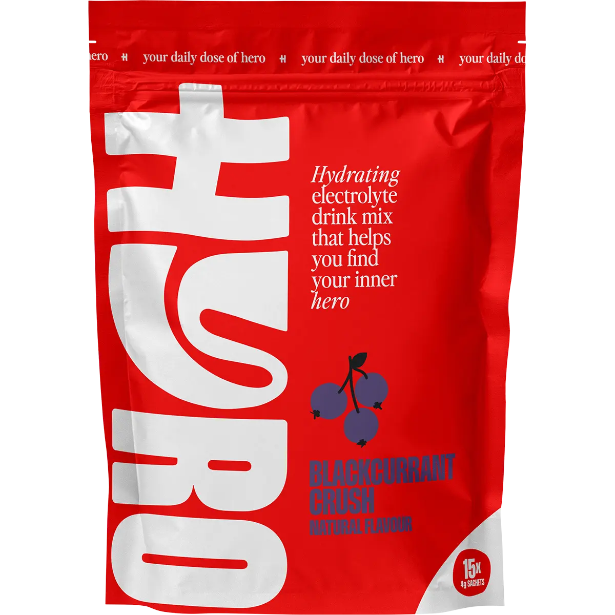 Hyro Electrolyte Sachets Blackcurrant Crush Hasta 15x4g — official UHP product image 2