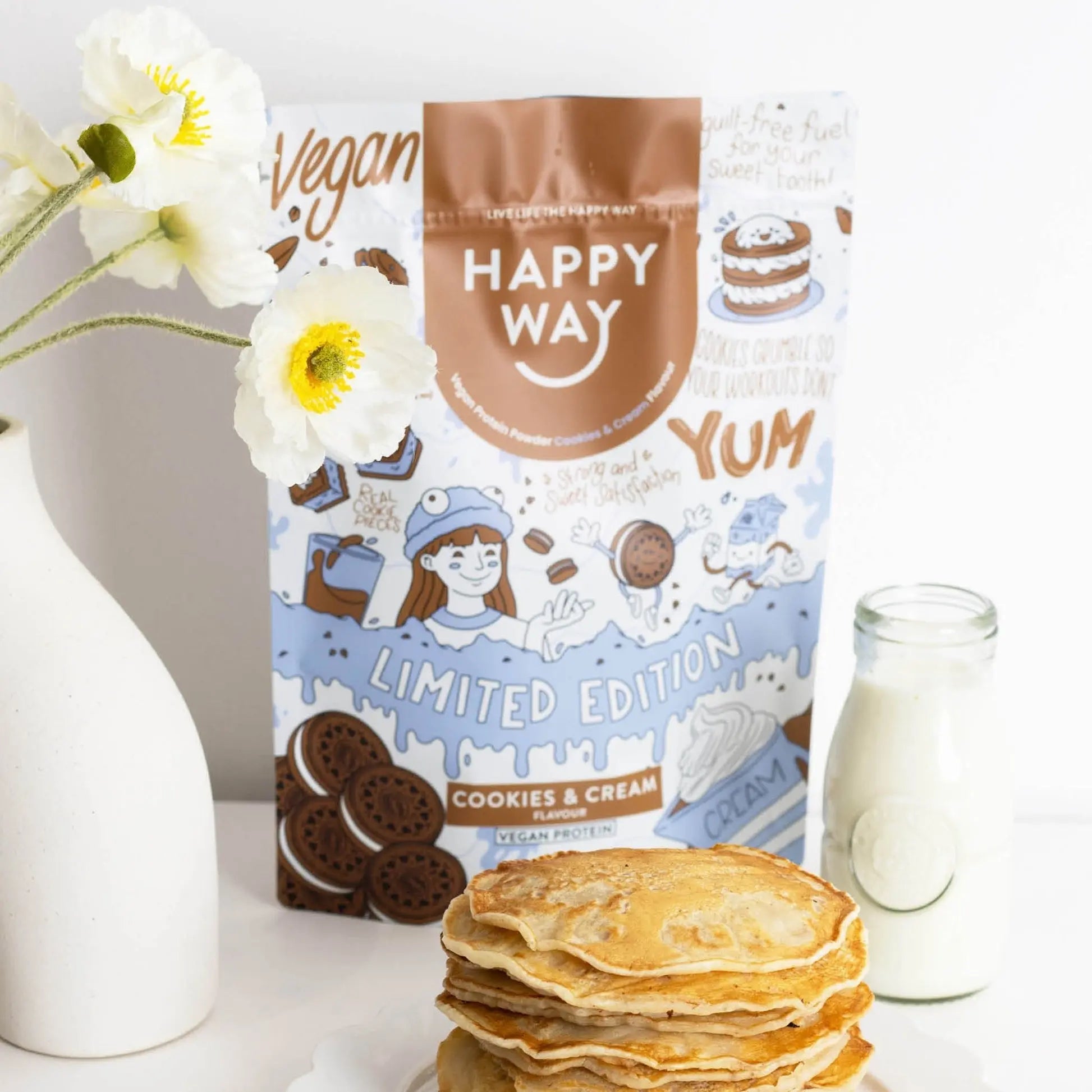 Happy Way Cookies and Cream Vegan Protein Powder lifestyle image