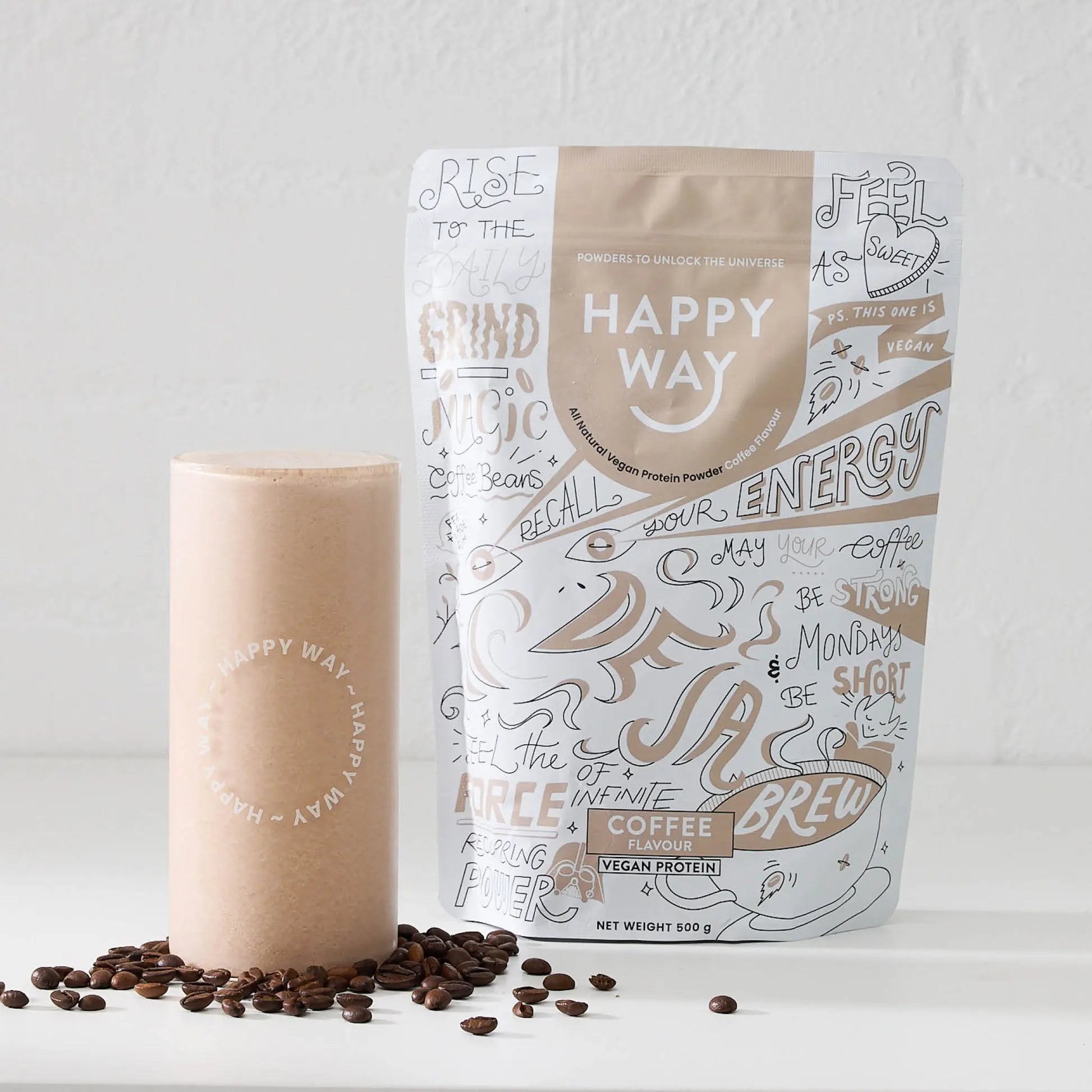 Happy Way Coffee Vegan Protein Powder lifestyle image