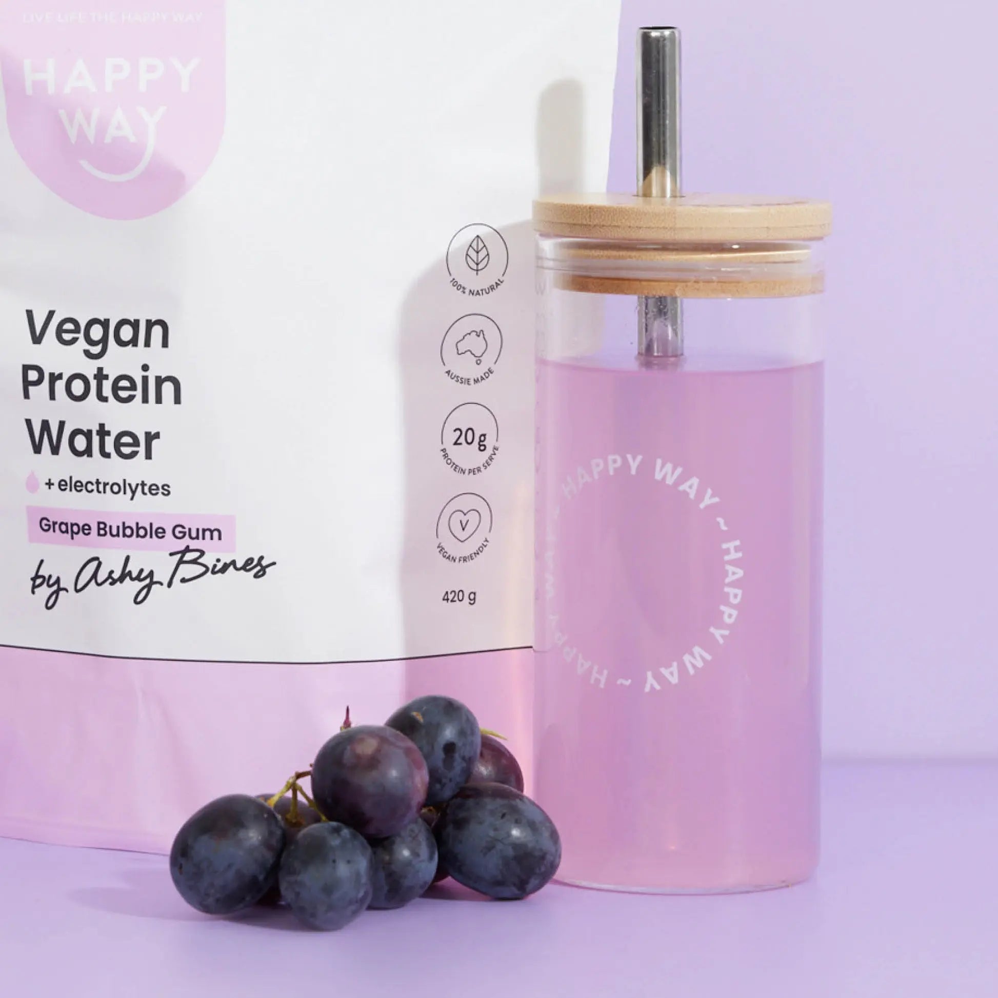 Happy Way Glass Tumbler with Straw lifestyle image