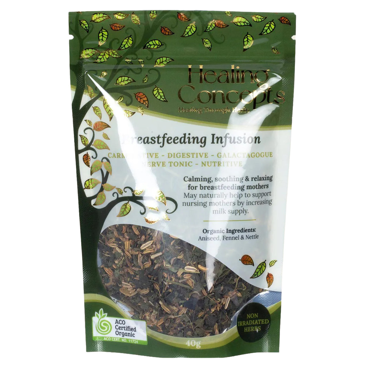 Healing Concepts Breastfeeding Infusion 40g — original Healing Concepts front package photograph from verified Australian stockist