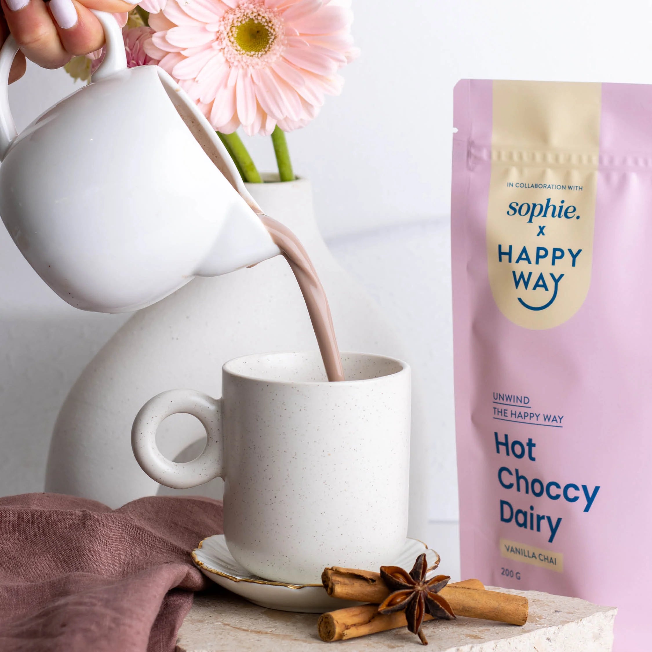 Happy Way Sophie's Hot Choccy Dairy Vanilla Chai 200g