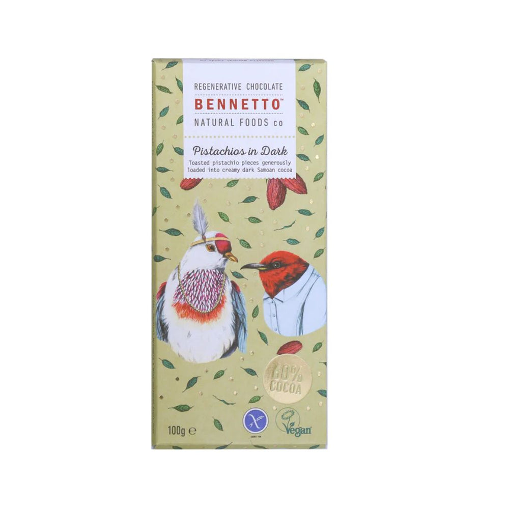 (CLEARANCE - BBD 07/24) Bennetto Organic Dark Chocolate Pistachios in Dark