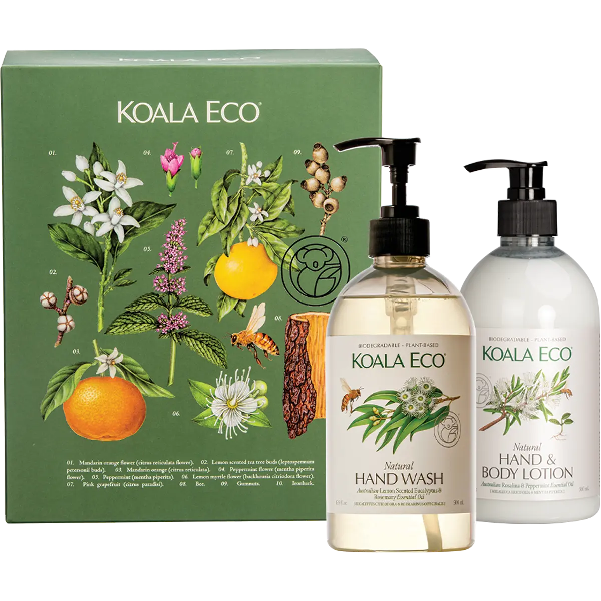 Koala Eco Gift Pack Hand Care Rosalina & Peppermint 2pk — front pack image (UHP)