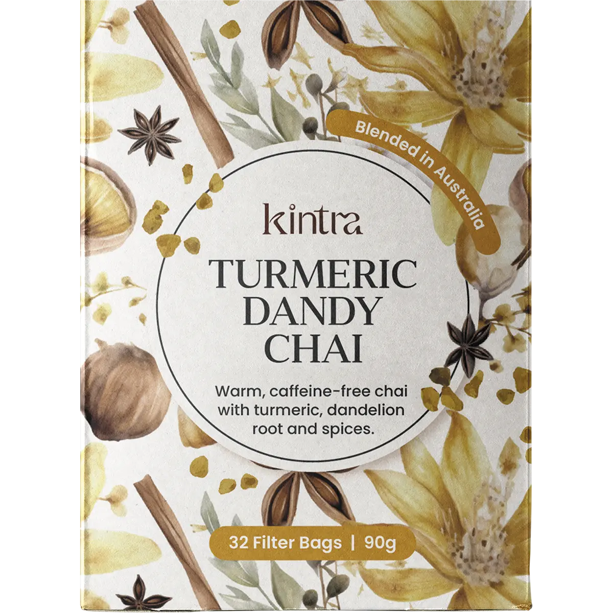 Kintra Blends Herbal Tea Bags Turmeric Dandy Chai 32pk