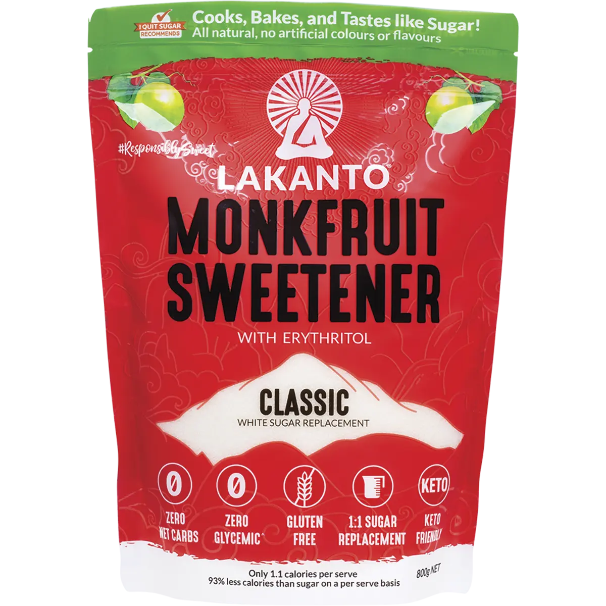 Lakanto Classic Monkfruit 1:1 White Sugar Substitute — front pack image (UHP)