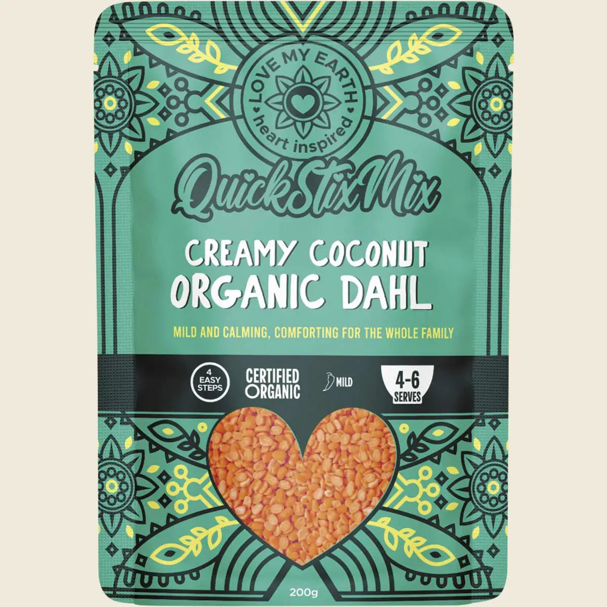 Love My Earth Quick Stix Mix Organic Dahl Creamy Coconut 200g Love My Earth