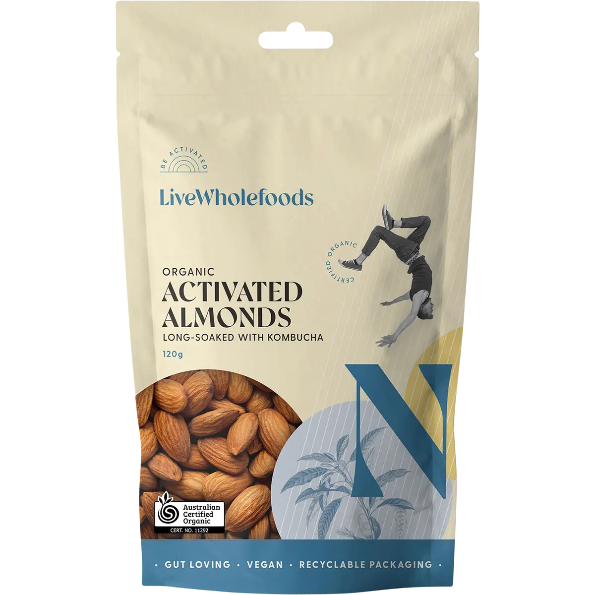 Live Wholefoods Organic Activated Almonds — front pack image (UHP)