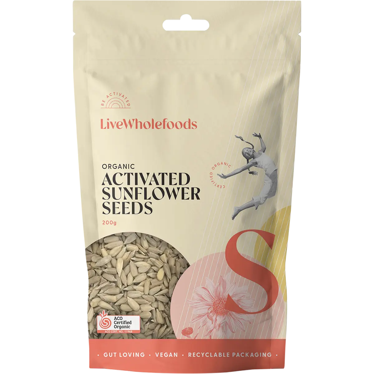 Live Wholefoods Organic Activated Sunflower Seeds — front pack image (UHP)