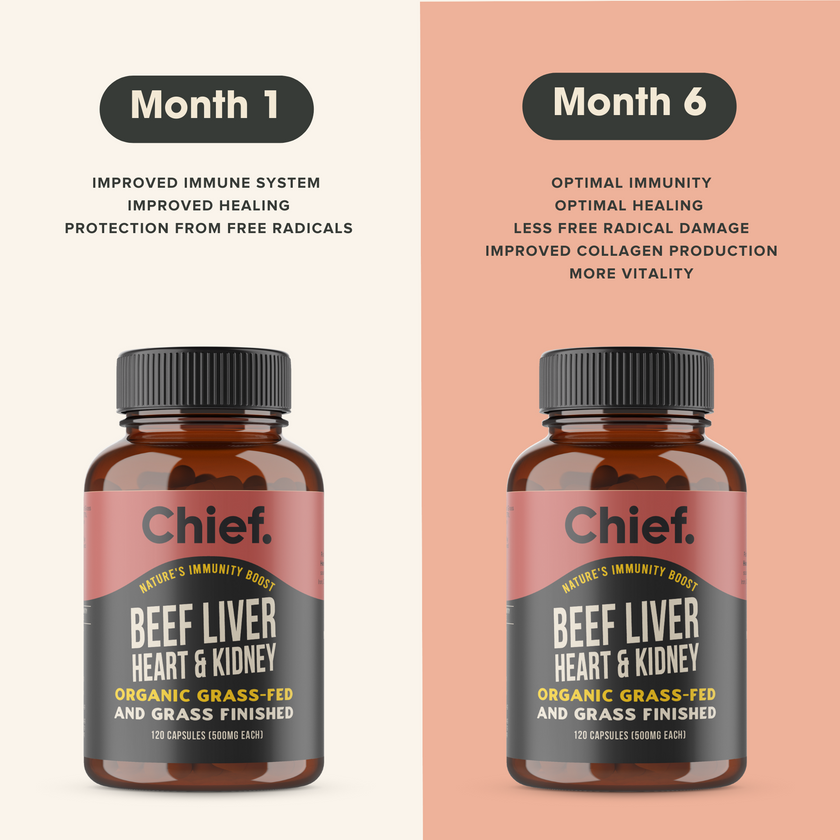 Chief Collagen - Organic Beef Liver Heart & Kidney 120 Capsules