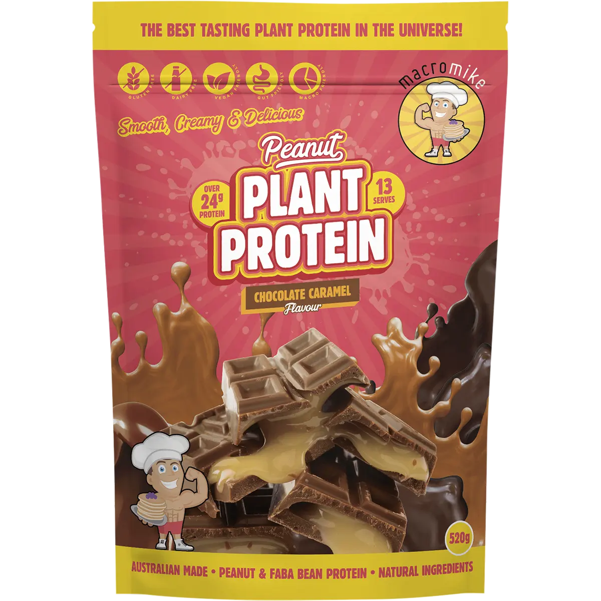 Macro Mike Peanut Plant Protein Chocolate Caramel — front pack image (UHP)