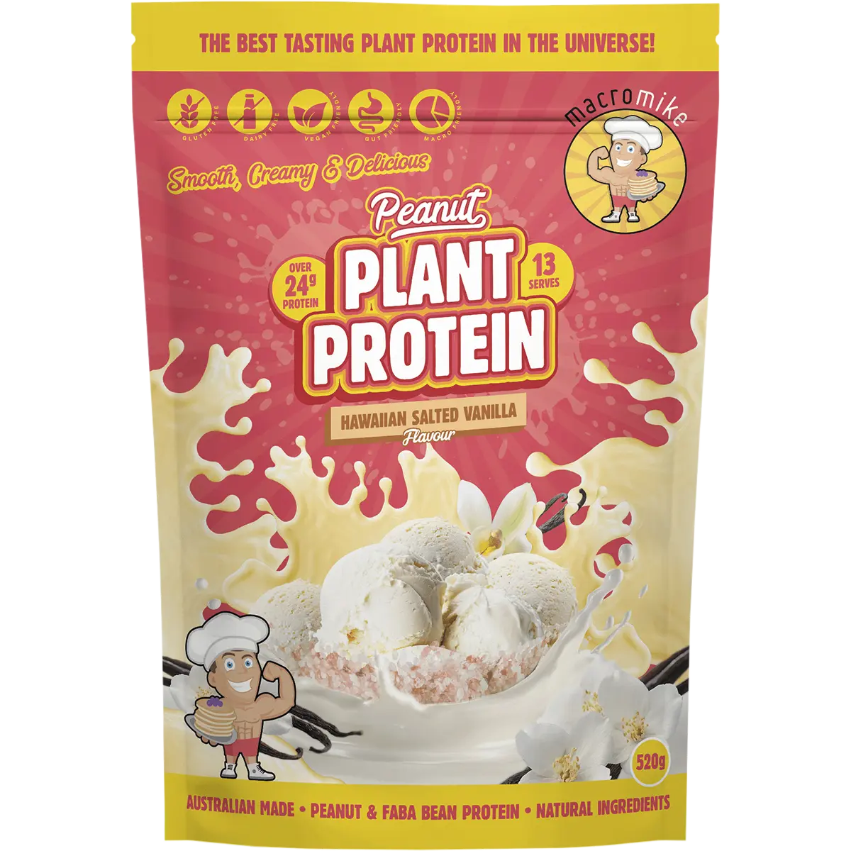 Macro Mike Peanut Plant Protein Hawaiian Salted Vanilla — front pack image (UHP)