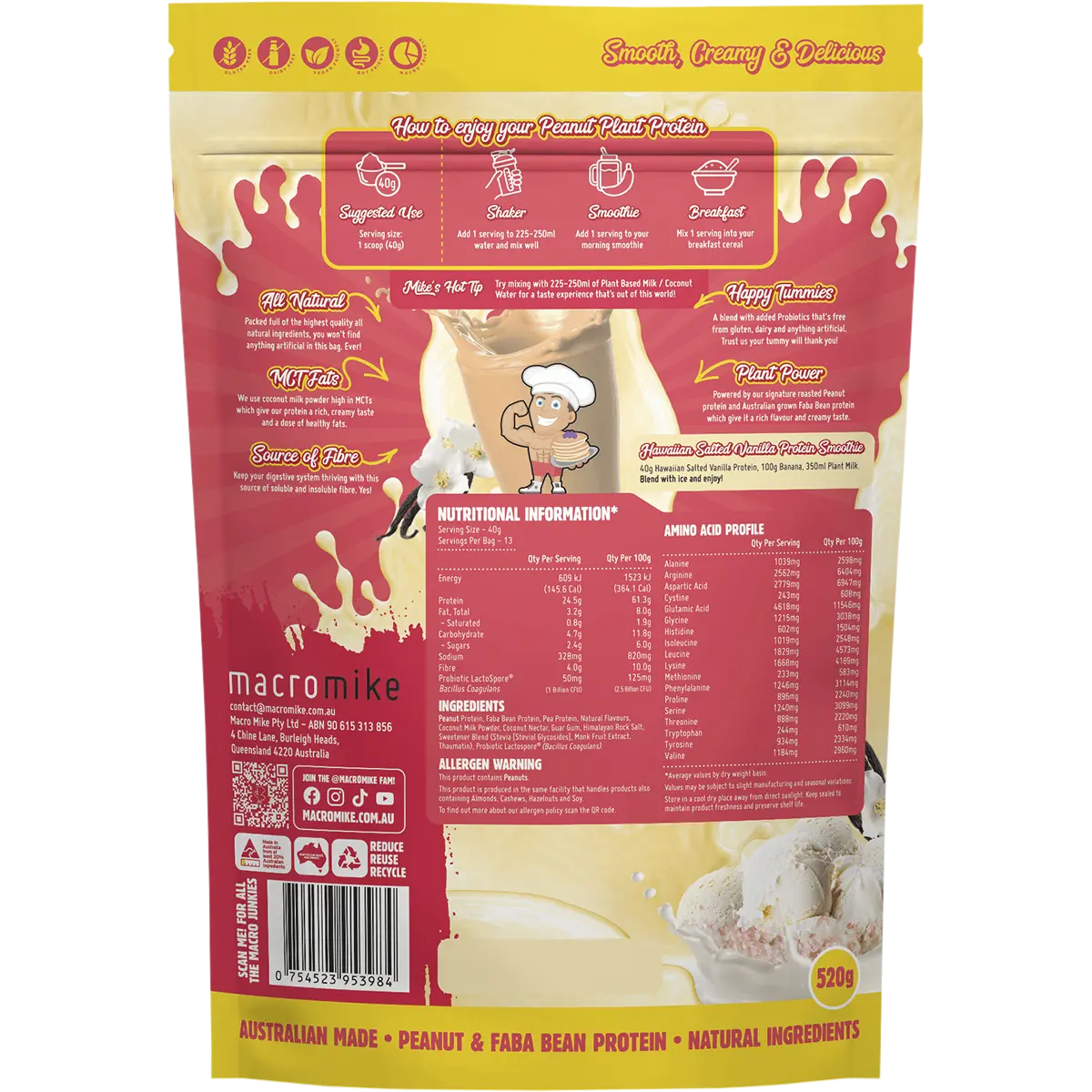 Macro Mike Peanut Plant Protein Hawaiian Salted Vanilla — back pack image (UHP)