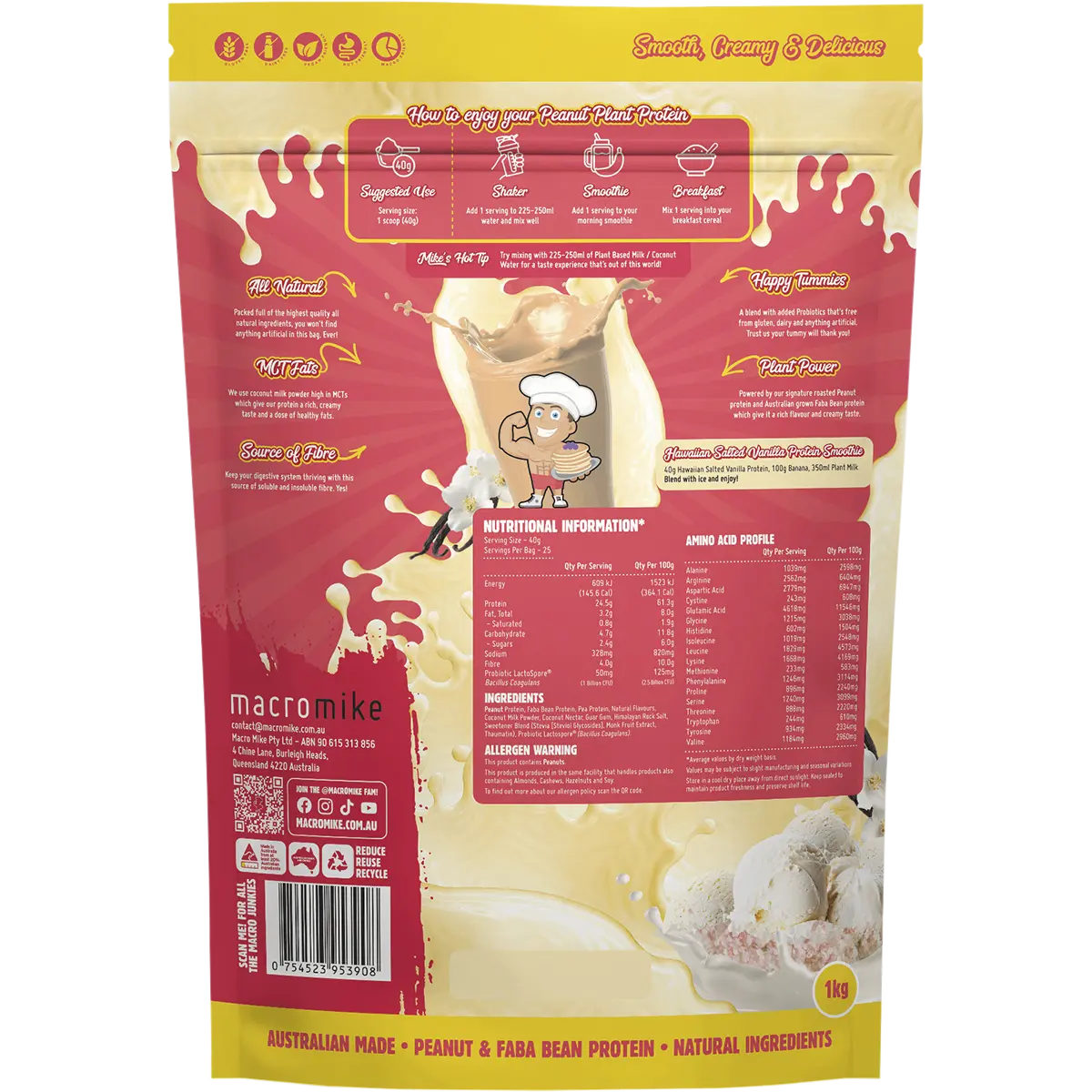 Macro Mike Peanut Plant Protein Hawaiian Salted Vanilla — back pack image (UHP)
