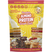 Macro Mike Premium Almond Protein Sample Pack 8 x 40g — front pack image (UHP)
