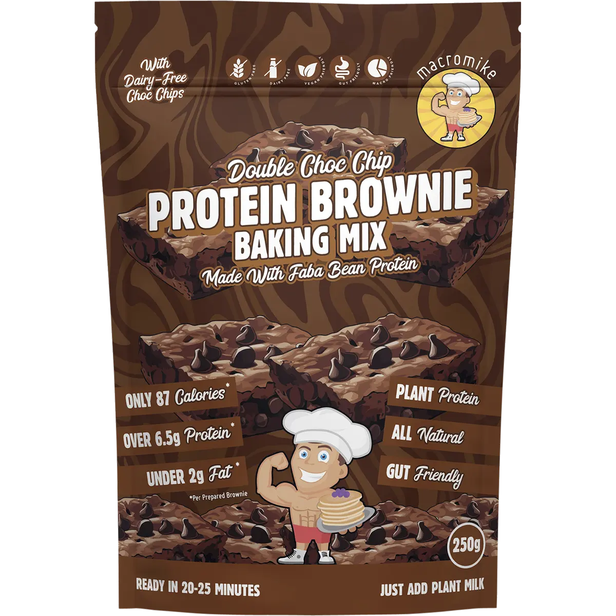 Macro Mike Protein Brownie Baking Mix Double Choc 250g — front pack image (UHP)