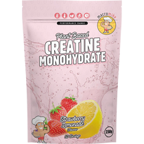 Macro Mike Plant Based Creatine Monohydrate Strawberry Lemonade 250g — front pack image (UHP)