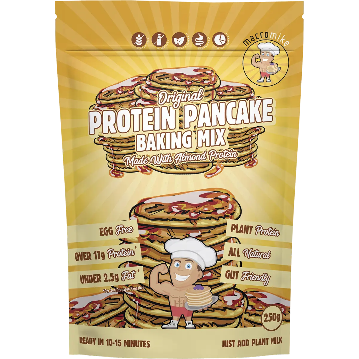 Macro Mike Protein Pancake Baking Mix Original 250g — front pack image (UHP)