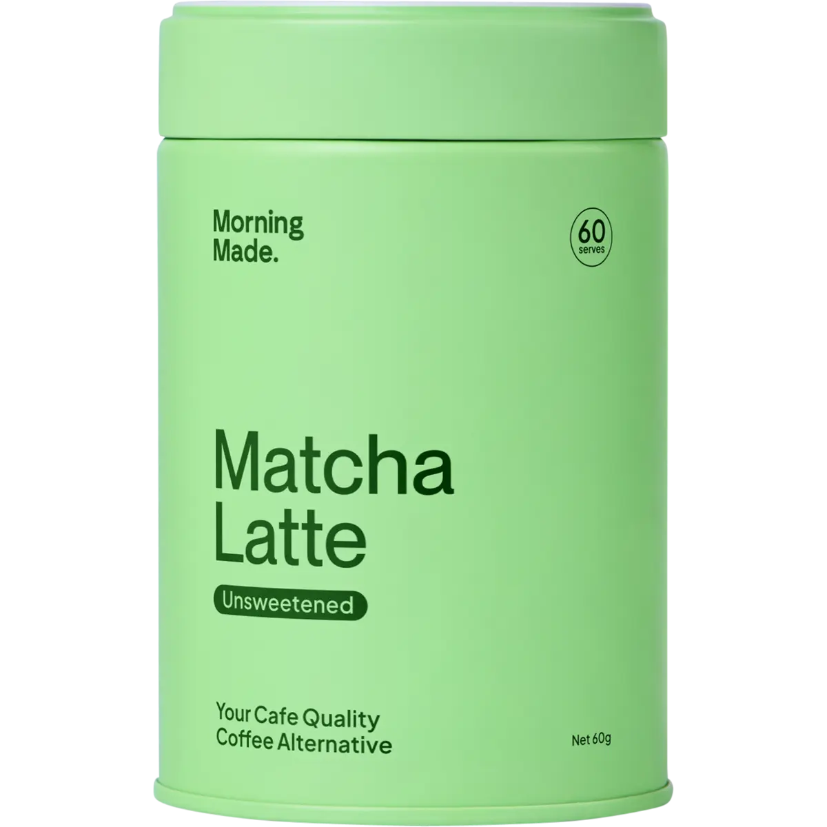 Morning Made Unsweetened Matcha Latte 60g — front pack image (UHP)