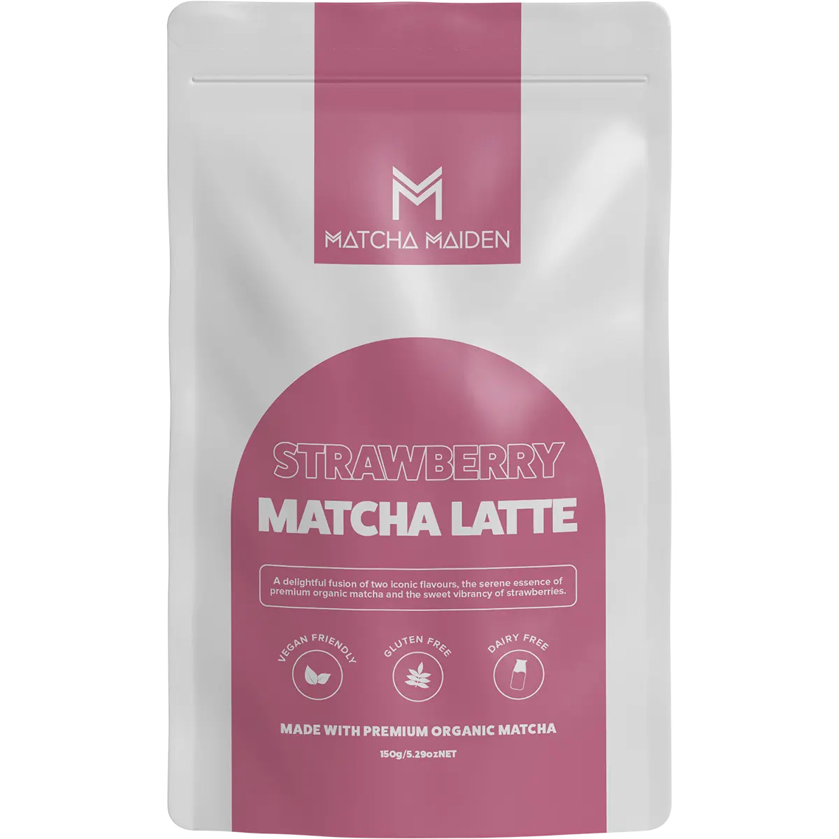 Matcha Maiden Strawberry Matcha Latte 150g — front pack image (UHP)