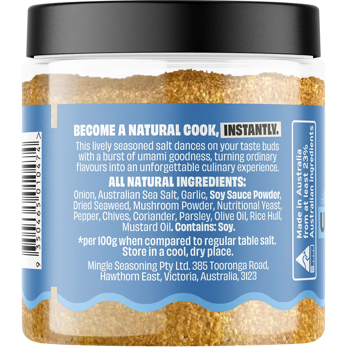 Mingle Seasoning Umami Everything Seasoned Salts 110g — side pack image (UHP)