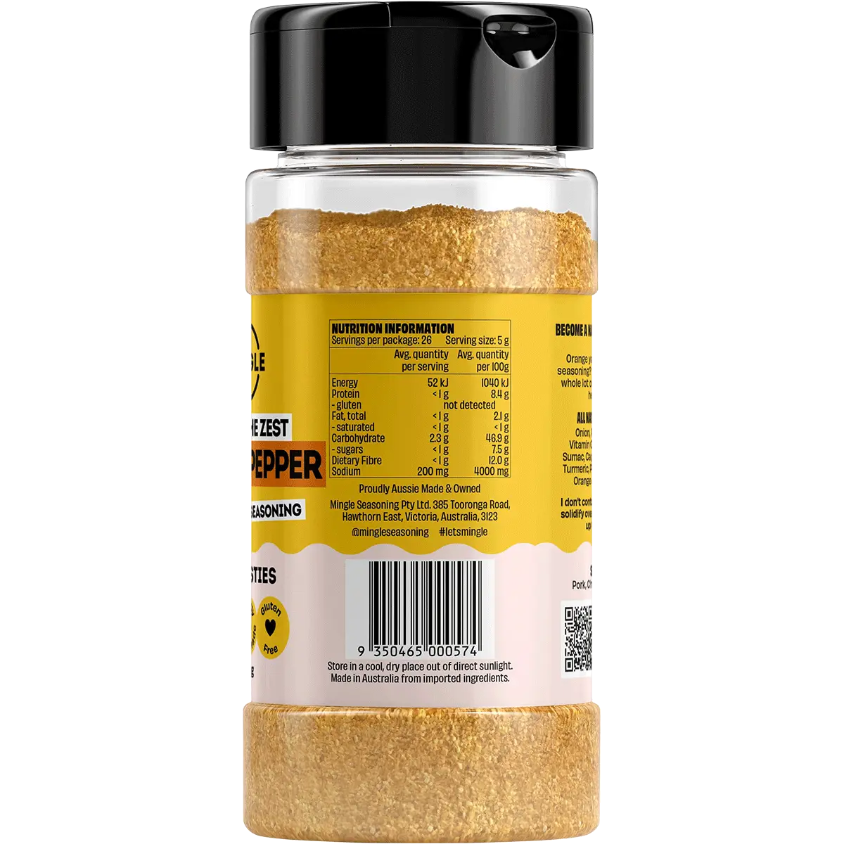 Mingle Mingle Lemon Pepper All Natural Seasoning 130g supplier product photograph 2
