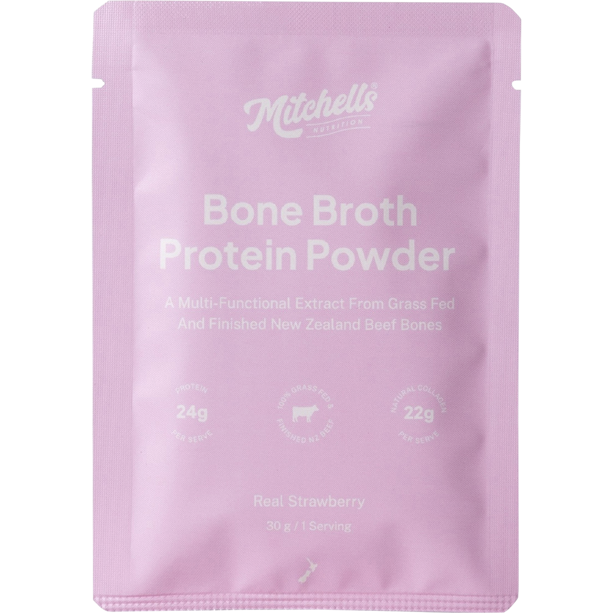 Mitchells Bone Broth Protein Real Strawberry 30g back image