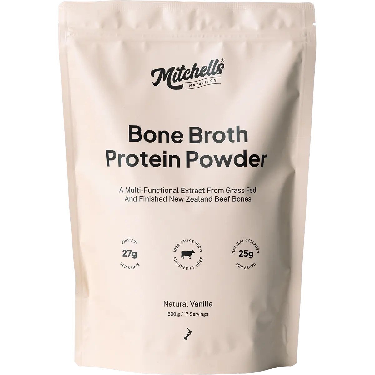 Mitchells Nutrition Bone Broth Protein Powder Vanilla — front pack image (UHP)