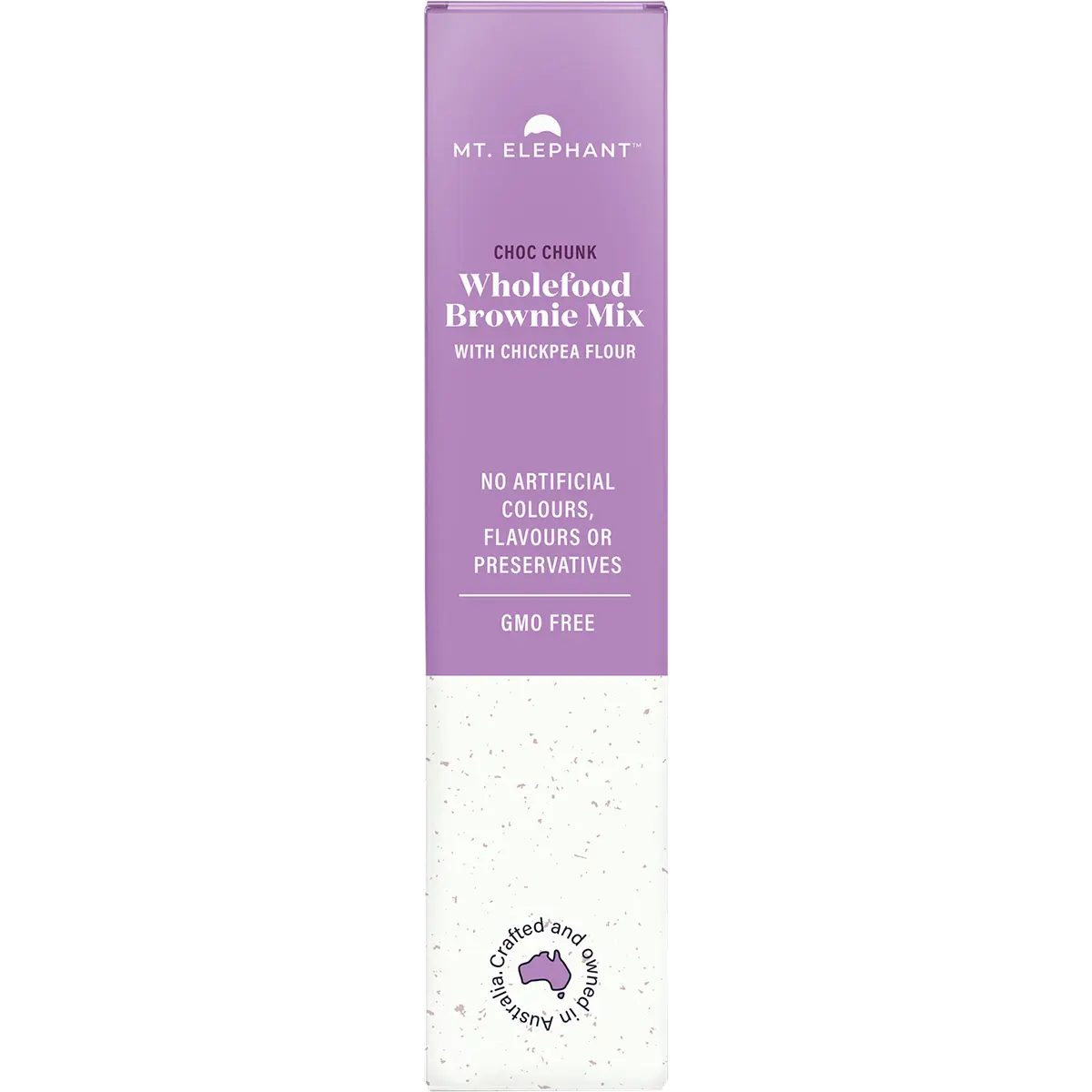 Mt Elephant Wholefood Brownie Mix Choc Chunk 350g — side pack image (UHP)