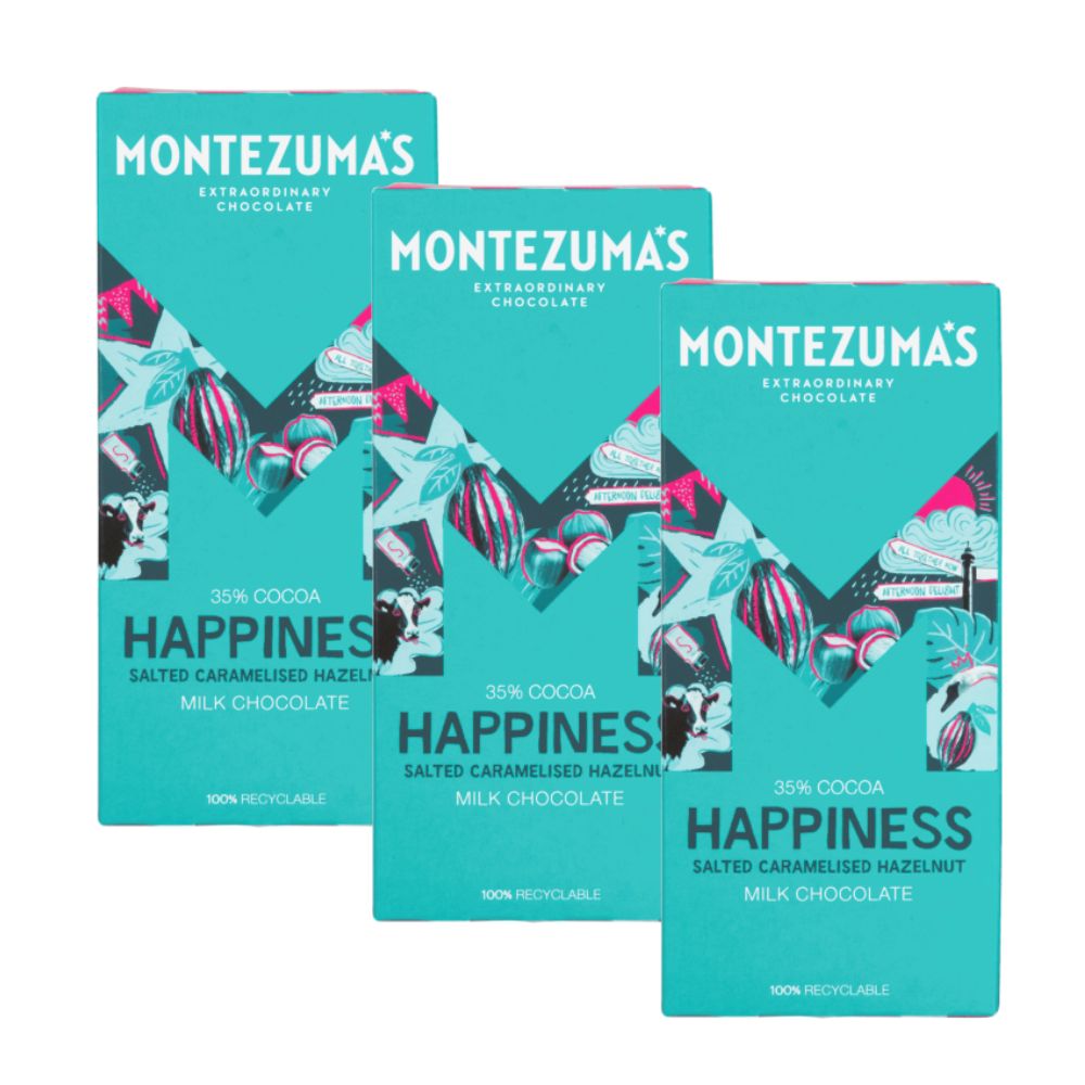 (CLEARANCE!) Montezuma's 35% Cocoa Happiness Salted Caramelised Hazelnut 90g x 3