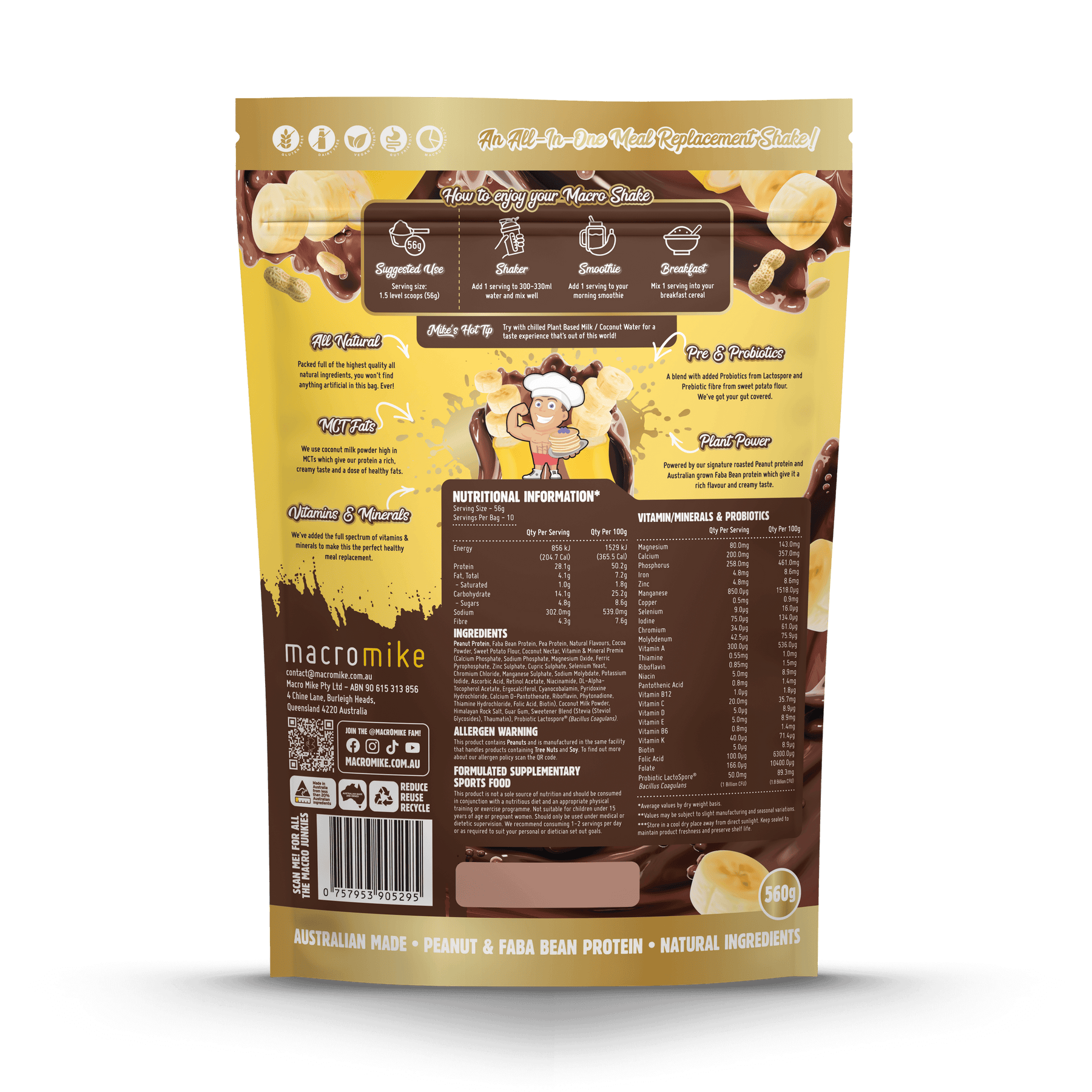 Macro Mike The Macro Shake Meal Replacement PB Chocolate Banana 560g