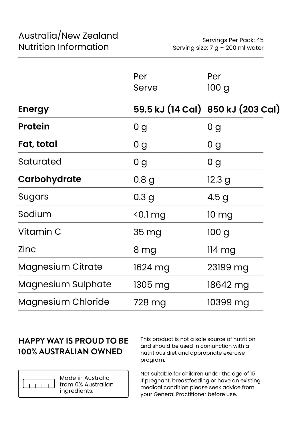 Happy Way Magnesium Powder Orange 315g