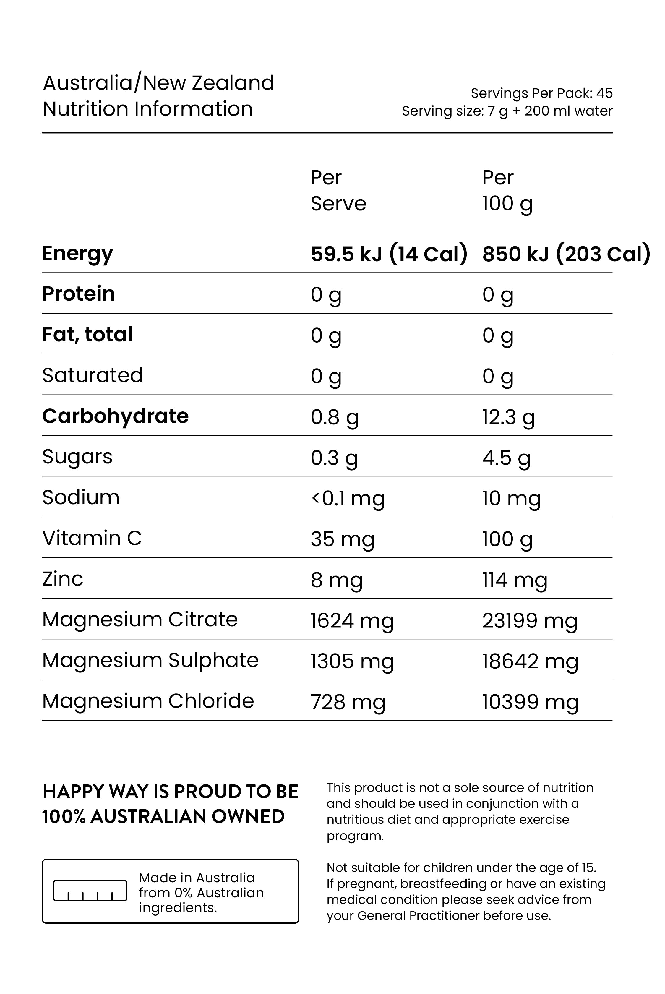 Happy Way Magnesium Powder Orange 315g