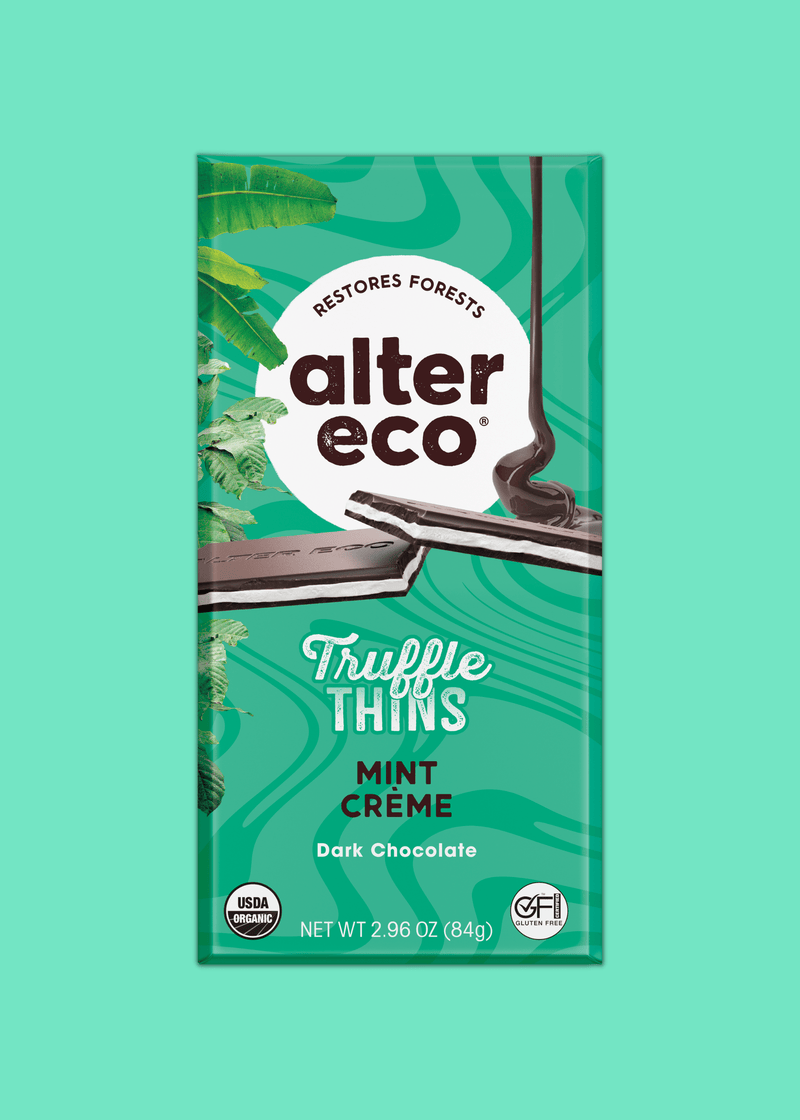 Alter Eco Dark Chocolate Mint Creme Truffle Thins 84g