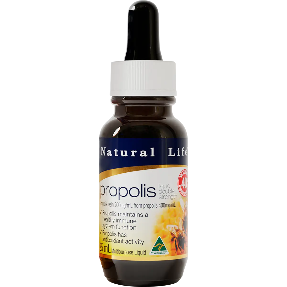 Natural Life Propolis Liquid No Alcohol (40%) Double Strength 25ml — official UHP product image 2