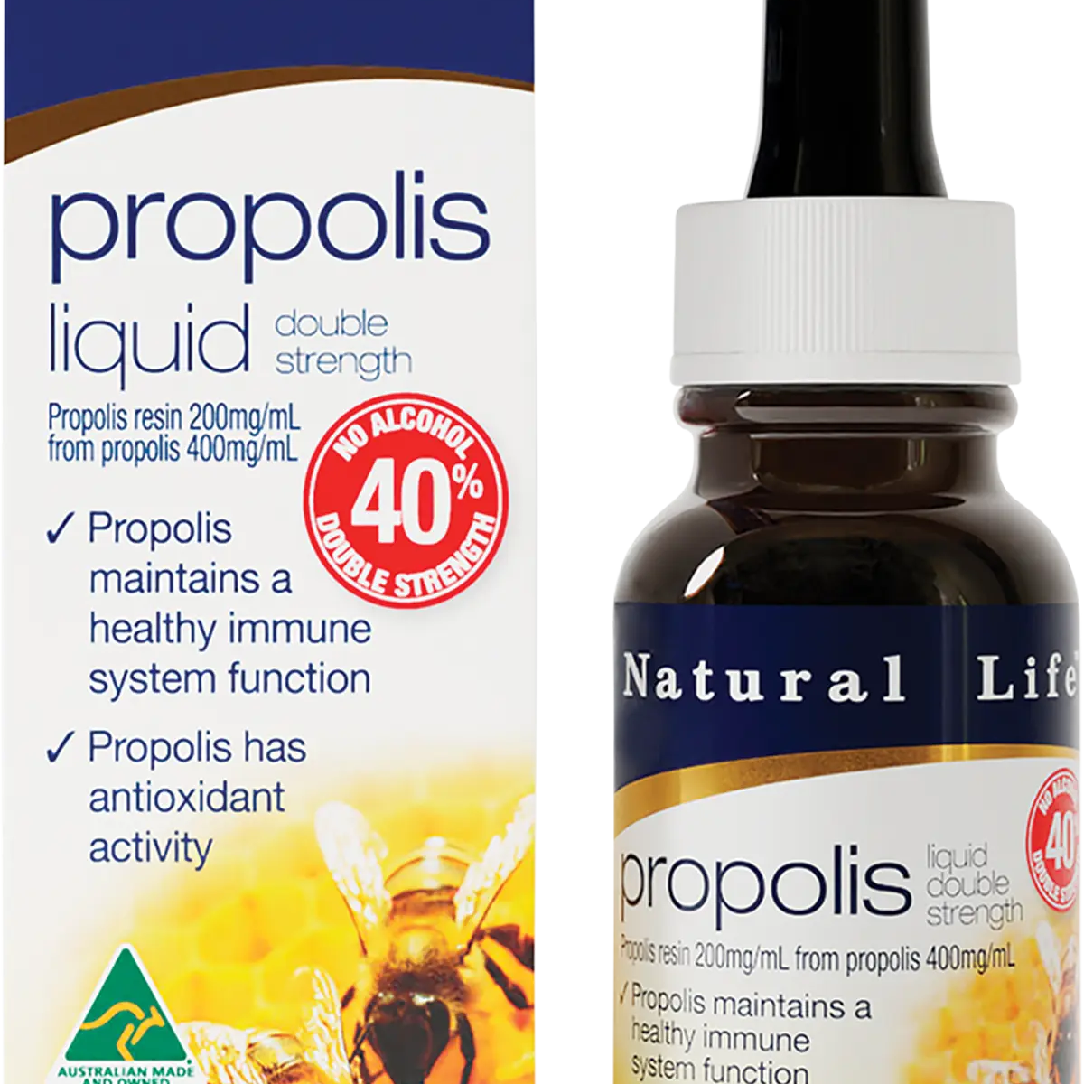 Natural Life Propolis Liquid No Alcohol (40%) Double Strength 25ml — front pack image (UHP)