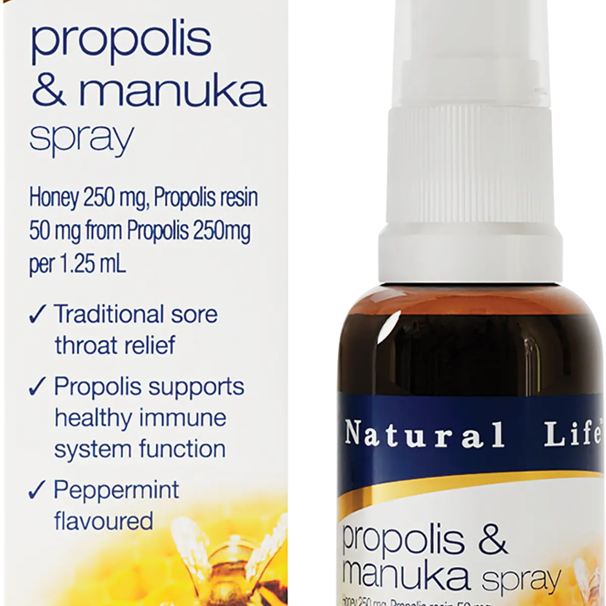 Natural Life Propolis & Manuka Spray 30ml — front pack image (UHP)