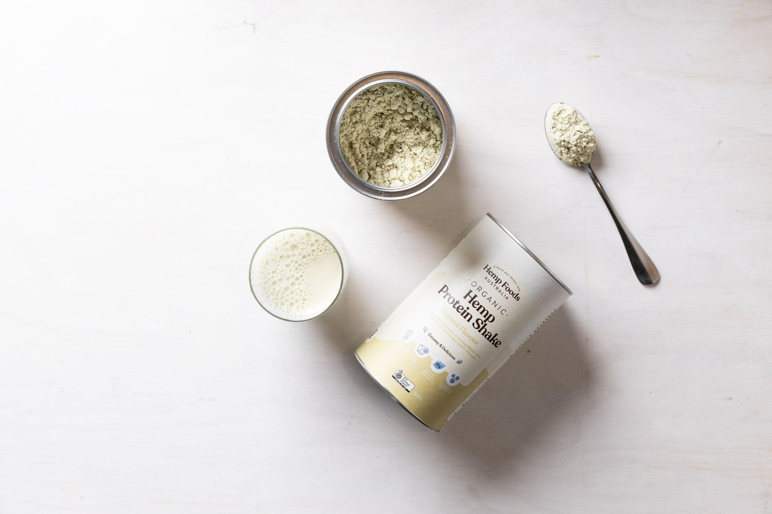 Hemp Foods Australia Natural Hemp Protein Shake — prepared shake lifestyle image