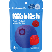 Nibblish Gently Baked Mixed Berries 80g — front pack image (UHP)