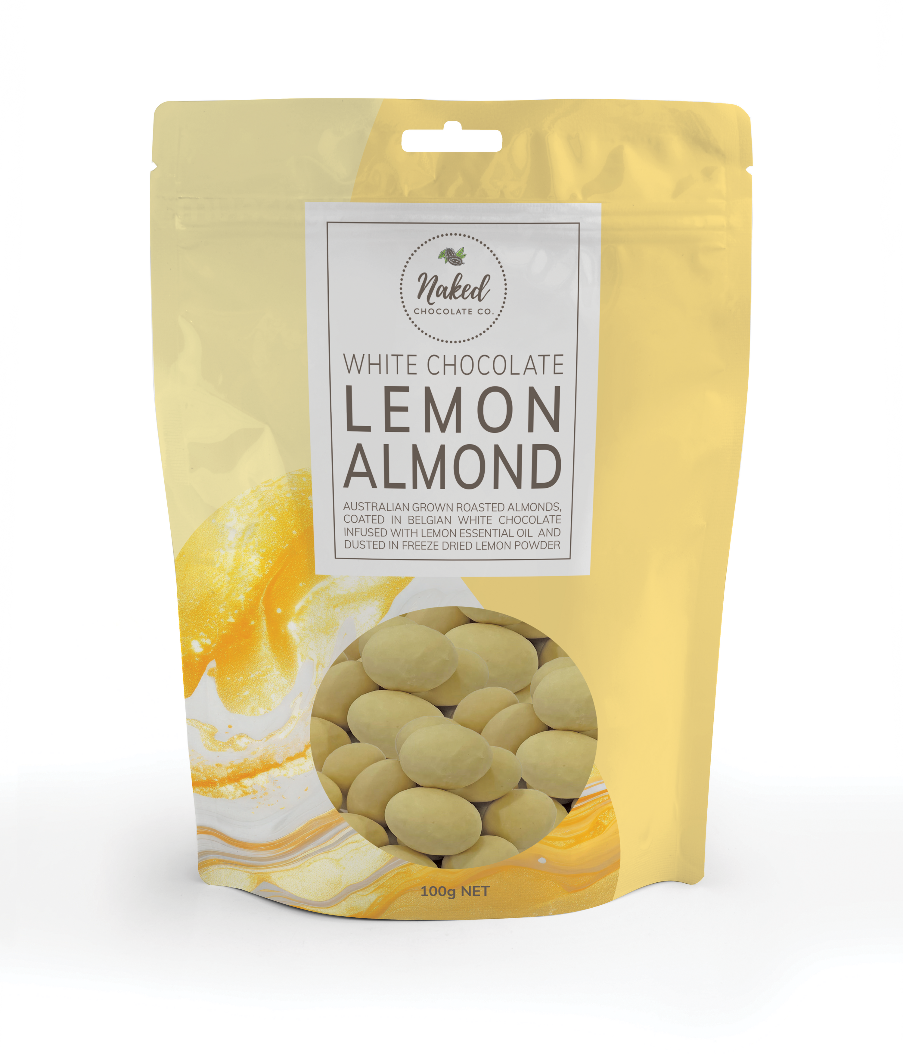 Naked Chocolate Co Lemon Almond White Chocolate 100g