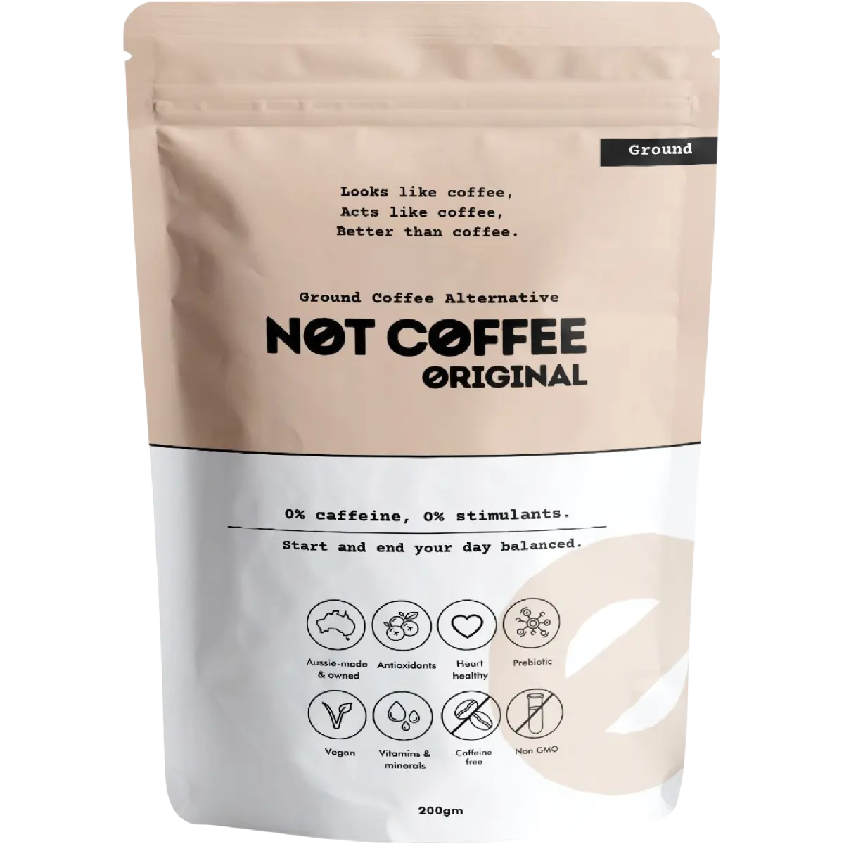 Not Coffee Ground Coffee Alternative Original 200g — front pack image (UHP)