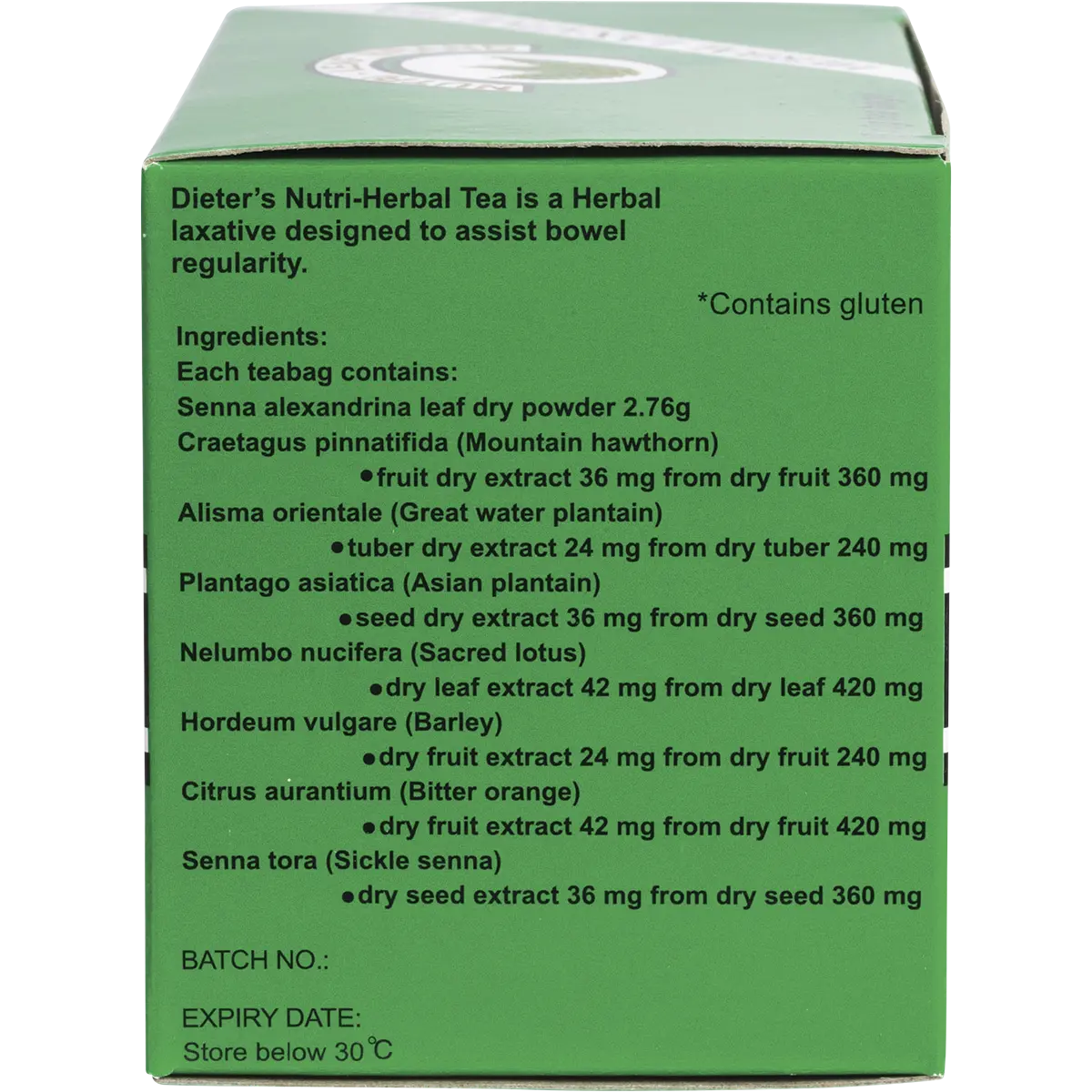 Nutri-Leaf Dieter's Slim Herbal Tea — side pack image (UHP)