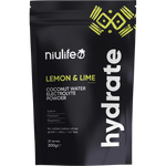 Niulife Hydrate Electrolyte Powder Lemon & Lime 200g — front pack image (UHP)